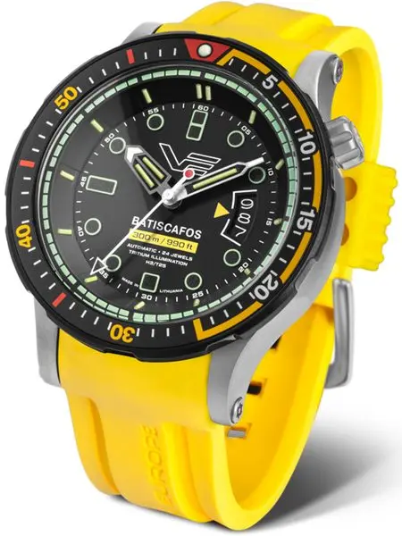 Vostok Europe Batiscafos Automatic NH35-511E767 - žlutý gumový řemínek