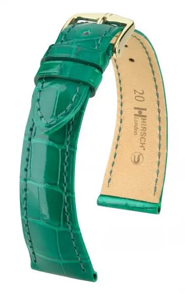 Řemínek Hirsch London Alligator - zelený, lesk