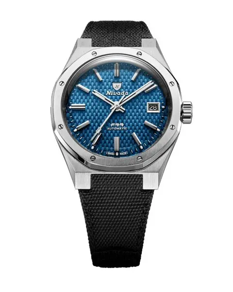 Nivada Grenchen F77 SST Blue MK2  Date - 38 mm - Velcro Strap