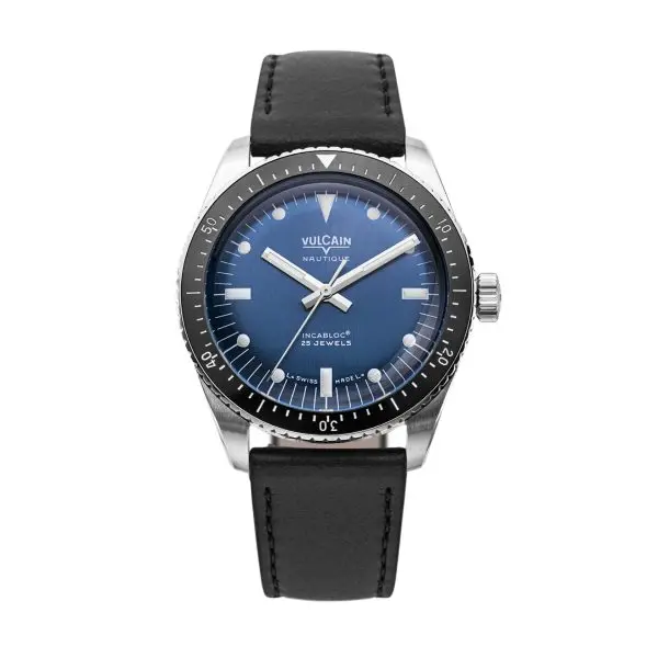 Vulcain Skindiver Nautique Blue with White Lum - Black Plain