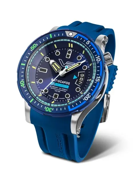 Vostok Europe Batiscafos Automatic NH35-511E768 - Modrý silikonový řemínek