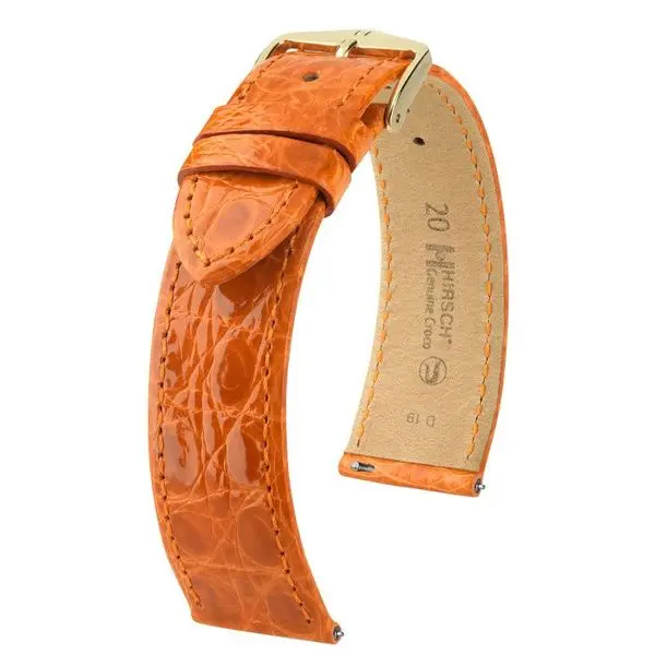 Řemínek Hirsch Genuine Croco - oranžový, lesk