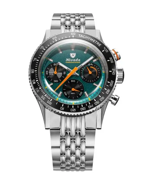 Nivada Grenchen Chronoking Mecaquartz Racing Green - Inter. Bezel - Beads of Rice