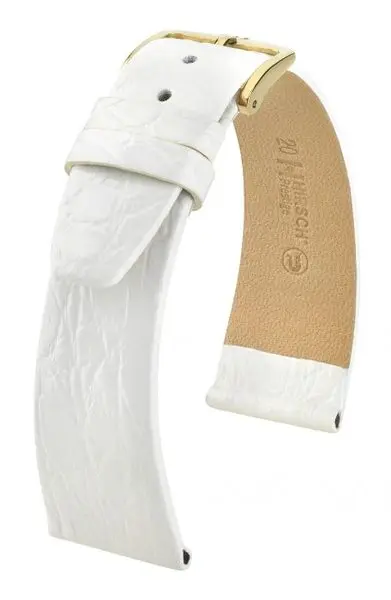 Řemínek Hirsch Prestige Crocodile - bílý