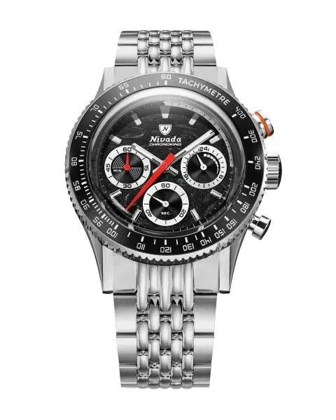 Nivada Grenchen Chronoking Mecaquartz Racing Black - Inter. Bezel - Beads of Rice