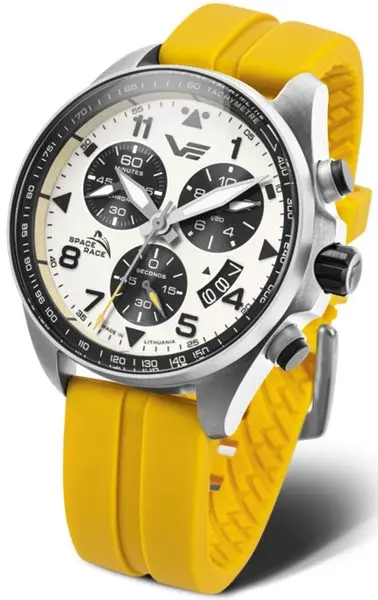Vostok Europe Space Race Chrono Line 6S30-325A743 - žlutý gumový řemínek