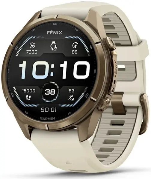 Garmin Fenix® 9 Pro - 43 mm, Gold Titanium Cream/Fog Gray 010-04335-26