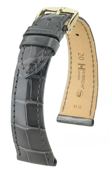 Řemínek Hirsch London Alligator - šedý, lesk