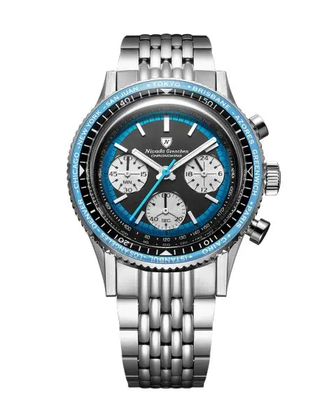 Nivada Grenchen Chronoking Racing Blue - Inter. Bezel - Beads of Rice
