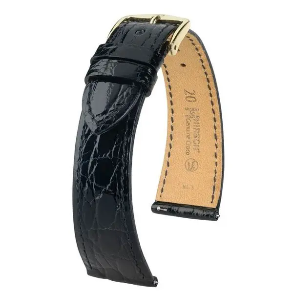 Řemínek Hirsch Genuine Croco - černý, lesk