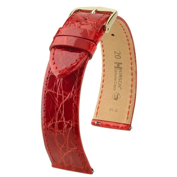 Řemínek Hirsch Genuine Croco - červený, lesk