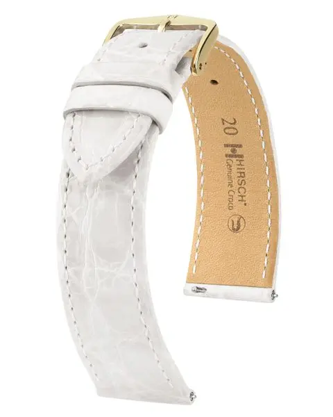 Řemínek Hirsch Genuine Croco - bílý, lesk