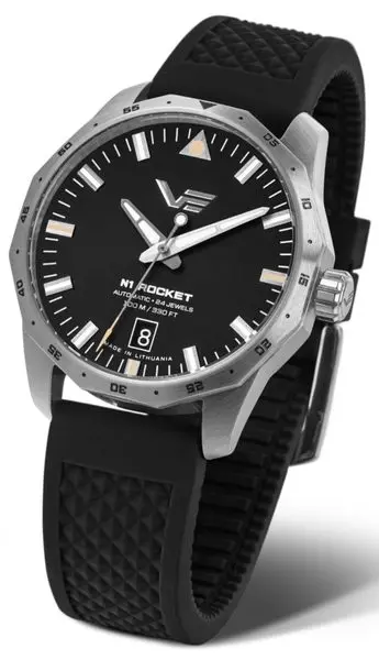 Vostok Europe N-1 Rocket Compact Automatic NH35-125A747 - černý gumový řemínek