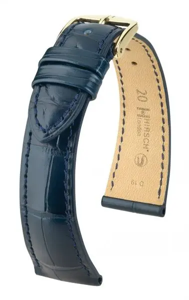 Řemínek Hirsch London Alligator - modrý, mat