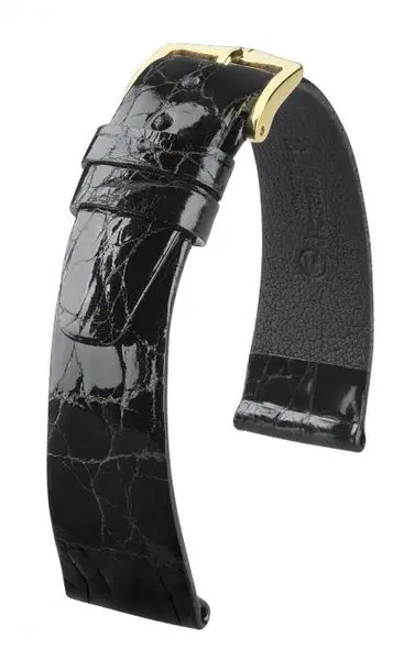 Řemínek Hirsch Prestige Crocodile - černý