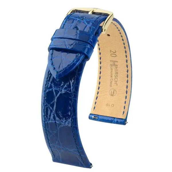 Řemínek Hirsch Genuine Croco - královská modrá, lesk