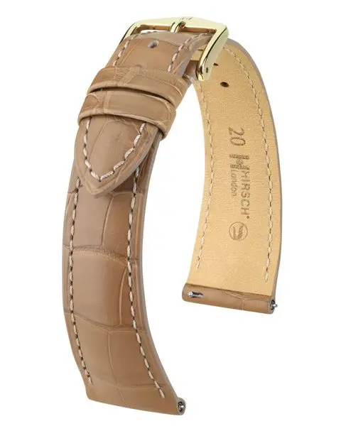 Řemínek Hirsch London Alligator - béžový, mat