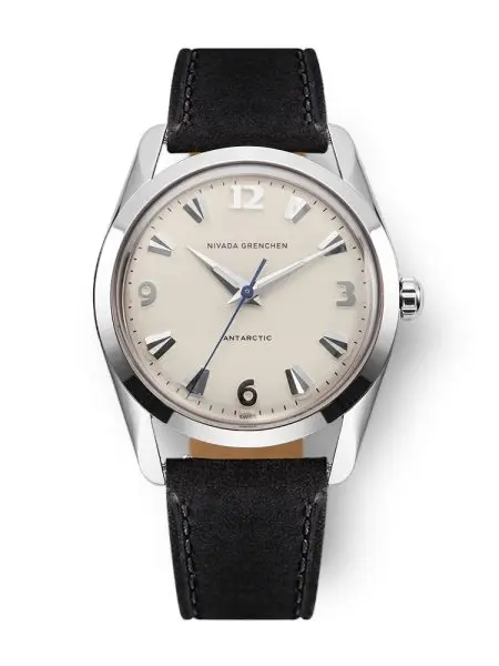 Nivada Grenchen Antarctic 35 mm - Eggshell White Luminova - Black Leather