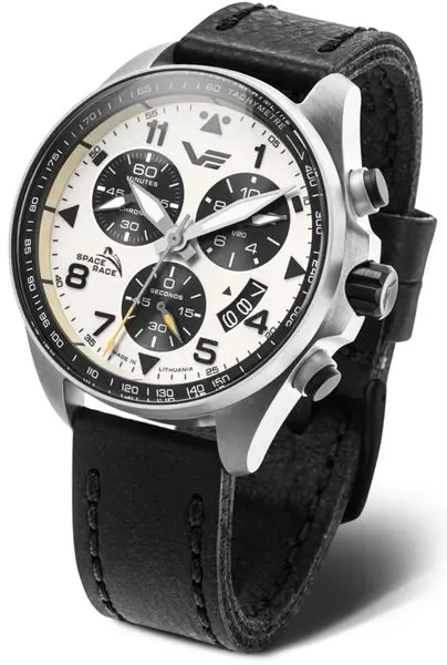 Vostok Europe Space Race Chrono Line 6S30-325A743 - černý kožený řemínek