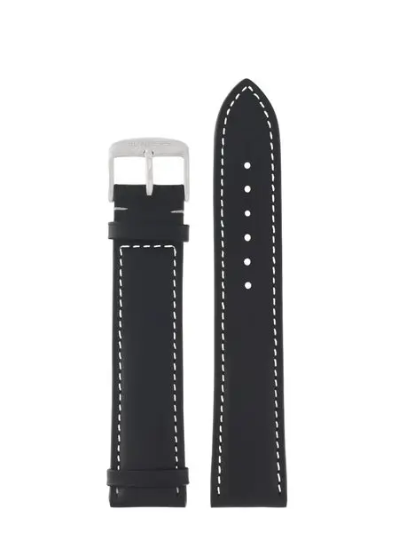 Kožený řemínek Junkers XL 22mm černý/bílé prošití - 22 mm