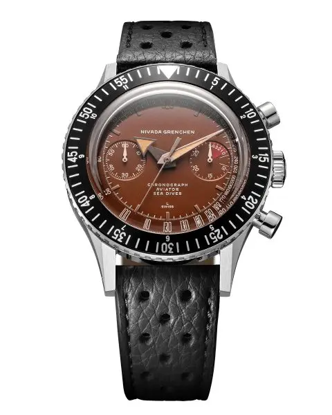 Nivada Grenchen Chronomaster Tropical 41mm - Black Racing Strap