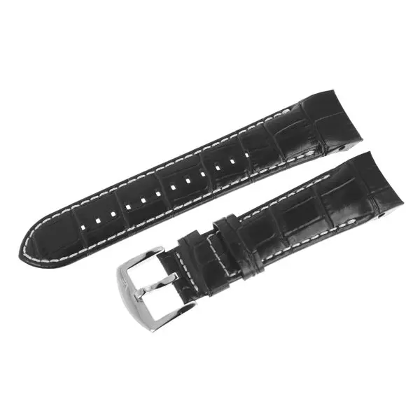 Kožený řemínek Vostok Europe croco pro Batiscafos - černý s prošitím/lesklá spona