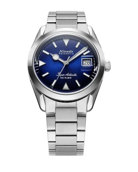 Nivada Grenchen Super Antarctic Blue - Date - Bracelet Flat Link