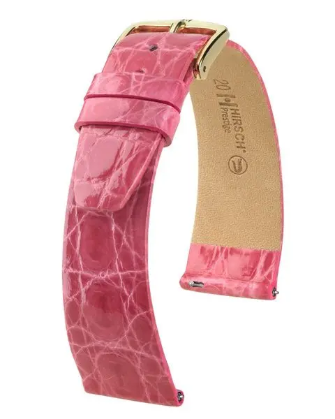 Řemínek Hirsch Prestige Crocodile - tmavě růžový