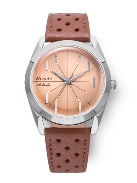 Nivada Grenchen Antarctic Spider Salmon No Date - Brown Racing Strap
