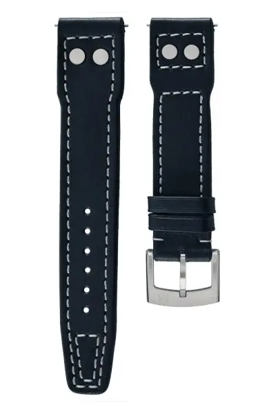 Kožený řemínek Biatec Pilot | Modrý - 20 mm - Stříbrná