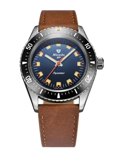 Nivada Grenchen Aquamar Blue - Brown Leather