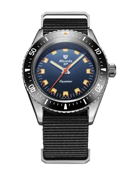 Nivada Grenchen Aquamar Blue - Black Nato Strap