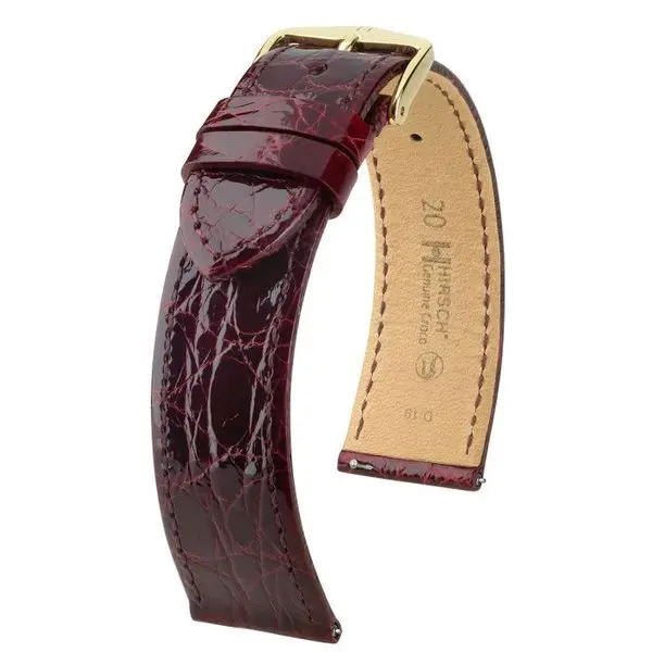 Řemínek Hirsch Genuine Croco - vínový, lesk