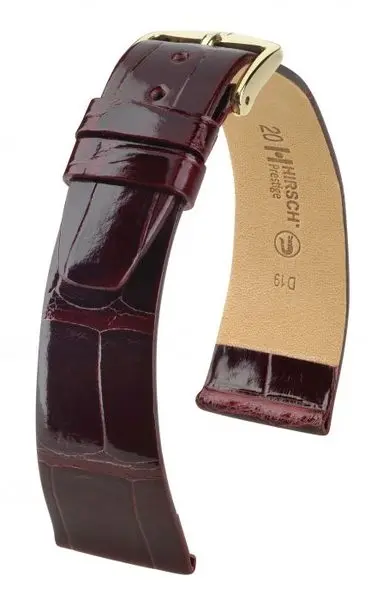Řemínek Hirsch Prestige Alligator - vínový, lesk