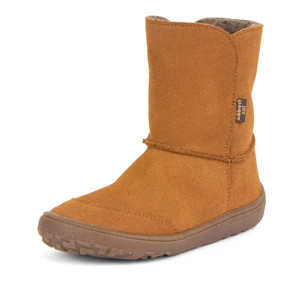 Dětské zimní barefoot boty TEX SUEDE Cognac, Froddo, G3160238-2, hnědá -