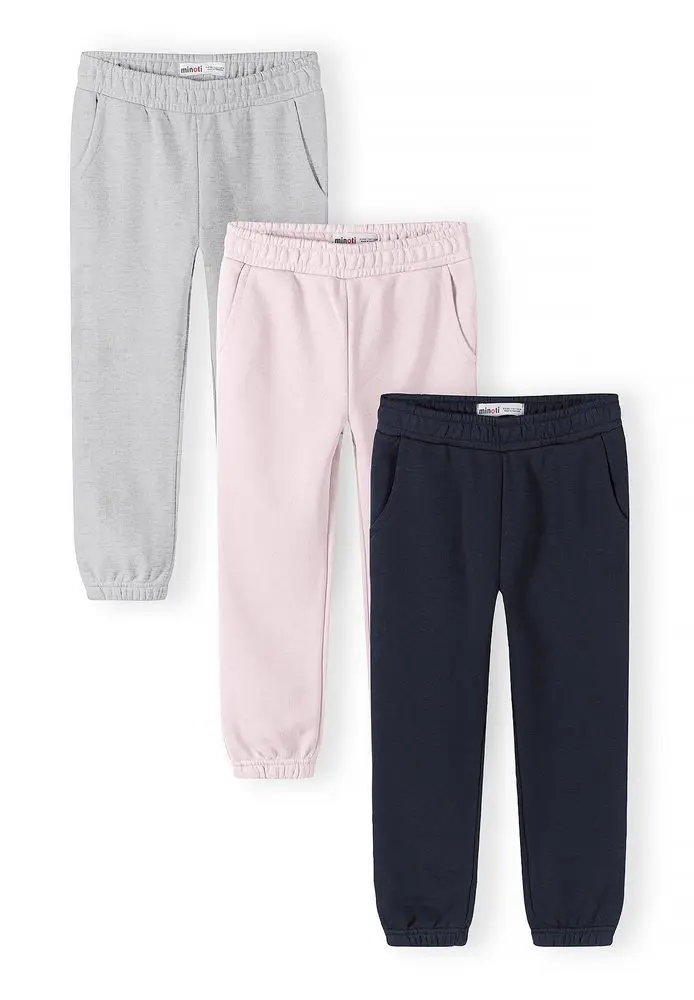 Tepláky dívčí s elastickým pasem a stahovací šňůrkou 3pack Minoti 30FLEECE155 -