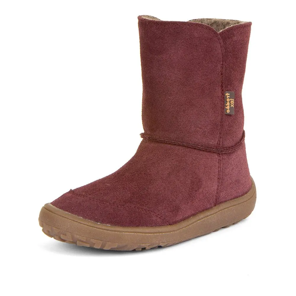 Dívčí zimní barefoot boty TEX SUEDE Bordeaux, Froddo, G3160238-1, červená -