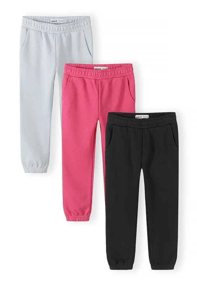 Tepláky dívčí s elastickým pasem a stahovací šňůrkou 3pack Minoti 30FLEECE153