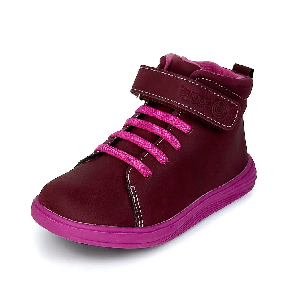 Dívčí celoroční barefoot boty Bugga KAMA Burgundy B00200-07