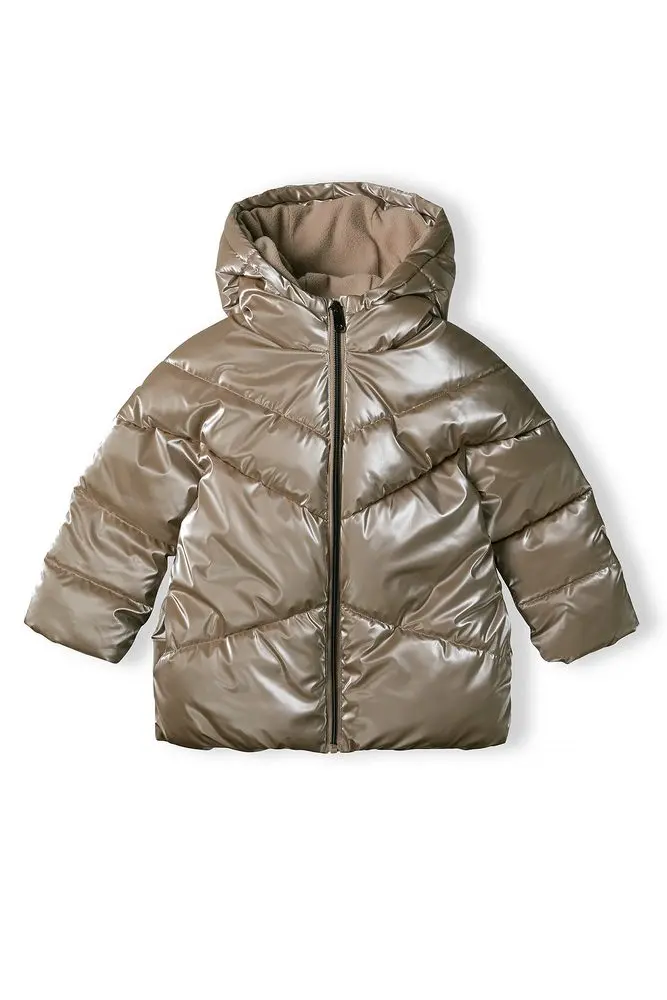 Kabát dívčí prošívaný Puffa s chlupatou podšívkou, Minoti, 16coat 20, hnědá - 158/164 | 13/14let