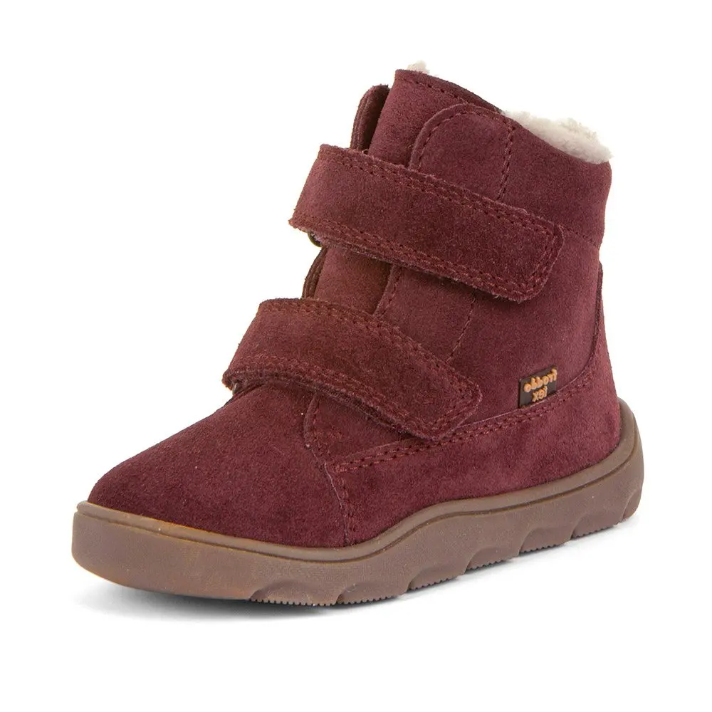 Dívčí zimní barefoot boty ZERU TEX FURRY Bordeaux, Froddo, G2110149-5, červená - 21
