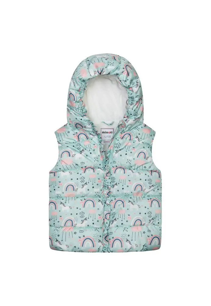 Vesta dívčí nylonová Puffa podšitá microfleecem, Minoti, 12GILET 18, modrá -