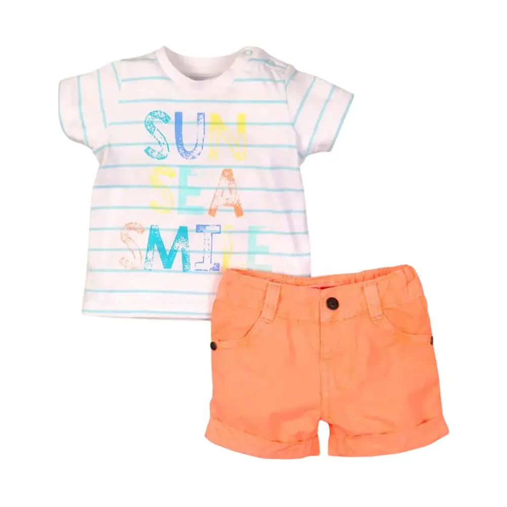 Chlapecký set, tričko a kraťasy, Minoti, SURF 1, oranžová - 80/86 | 12-18m
