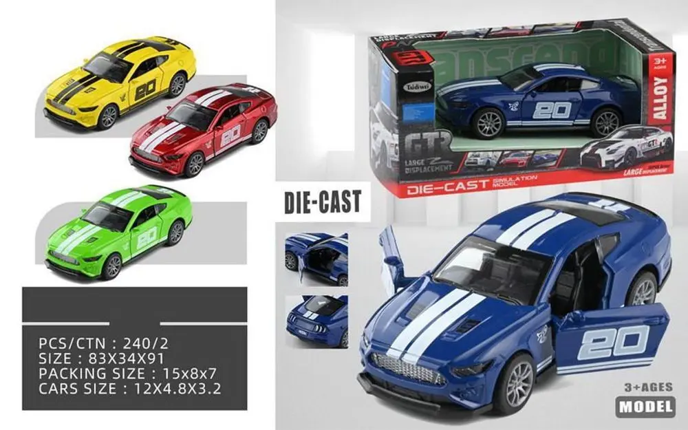 Auto kovové s pruhy na zpětné natažení 12 cm, Wiky, W047851