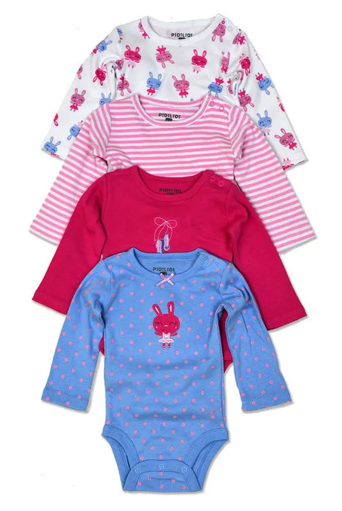 body kojenecké 4pack, s dlouhým rukávem, Pidilidi, PD1003, holka