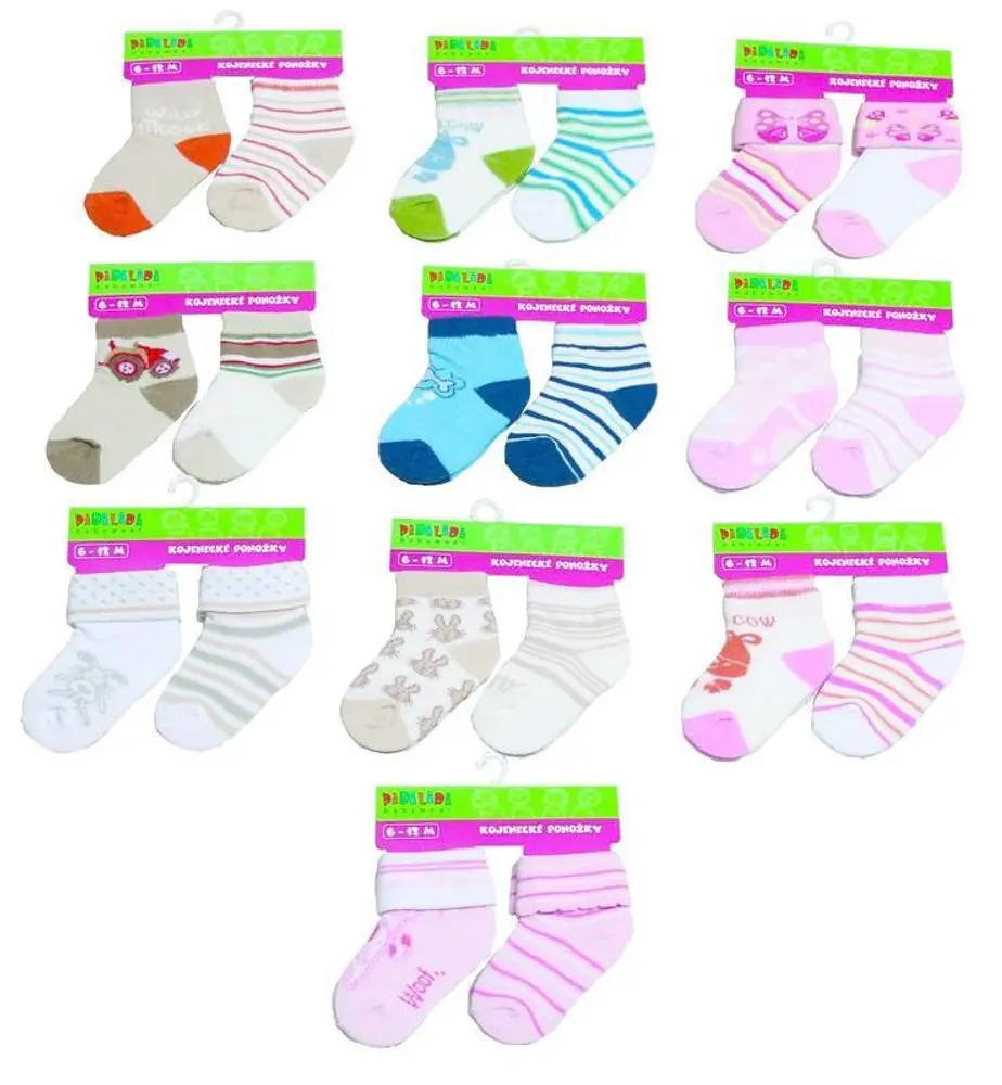 kojenecké ponožky (0 až 12m) 2pack, Pidilidi , PD0114, mix - 68/80 | 6-12m