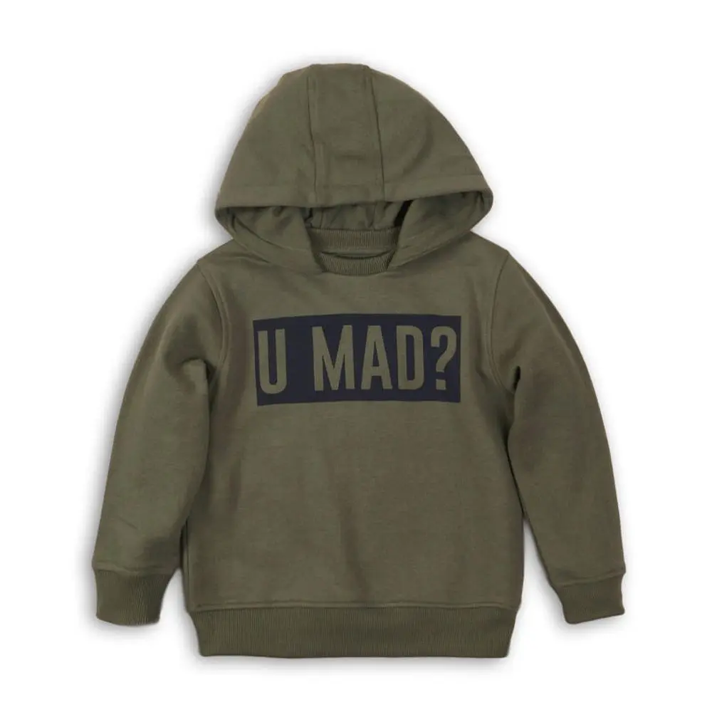 Mikina chlapecká s kapucí, Minoti, KB FLEECE HOODY 9, khaki