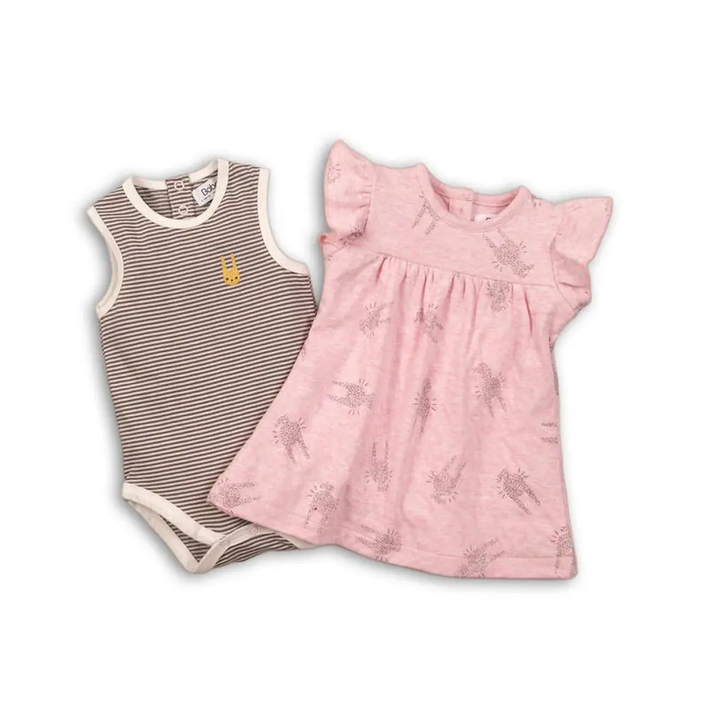 Dívčí set, body a šaty, Minoti, CROWN 4, růžová -