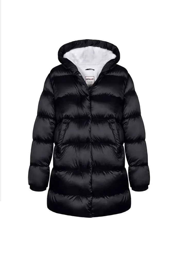 Kabát dívčí nylonový Puffa podšitý microfleecem, Minoti, 12COAT 2, černá -