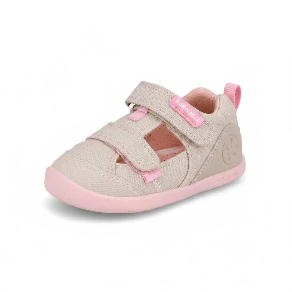 Dívčí barefoot sandály LONA BASICA BEIGE Y ROSA Biomecanics 262191-F884